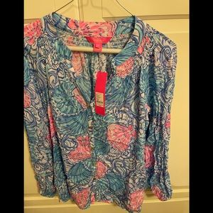 Lilly Pulitzer button front Elsa top size small